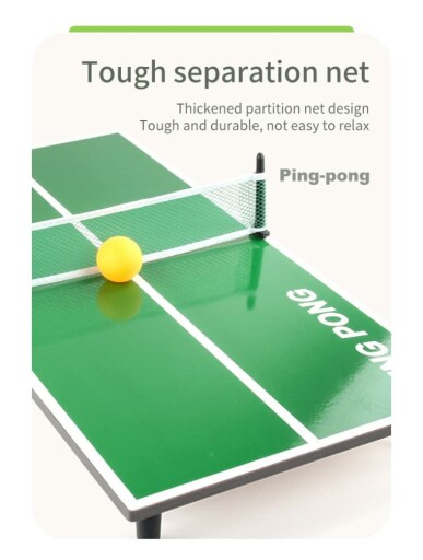 Thickened wooden ping pong table board with green surface, net, and durable design.